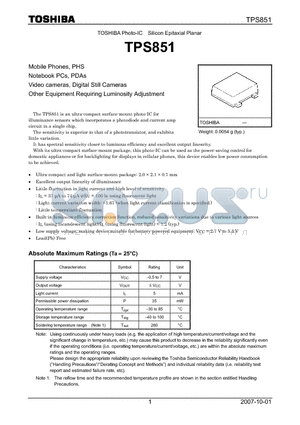 TPS851_07 datasheet - Silicon Epitaxial Planar