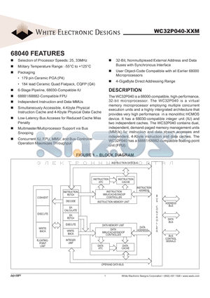 WC32P040-XXM datasheet - 32-Bit, Nonmultiplexed External Address and Data Buses with Synchronous Interface