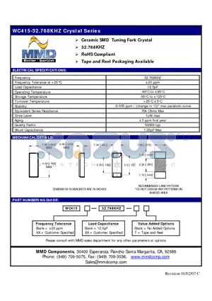 WC415-32.768KHZ-XX datasheet - 32.768KHZ Crystal Series