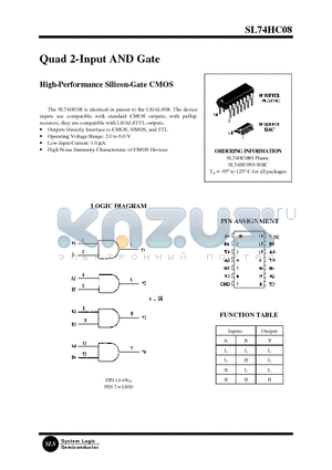 SL74HC08 datasheet - Quad 2-Input AND Gate