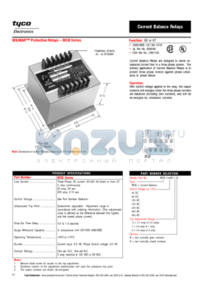 WCB datasheet - Current Balance Relays