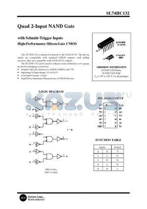 SL74HC132N datasheet - Quad 2-Input NAND Gate