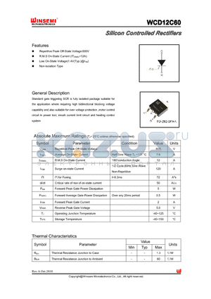 WCD12C60 datasheet - Silicon Controlled Rectifiers