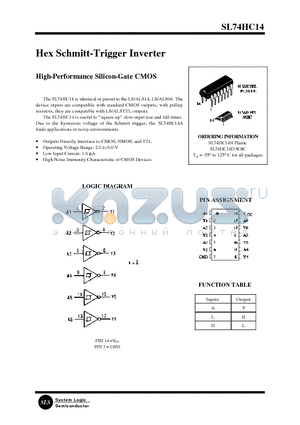 SL74HC14 datasheet - Hex Schmitt-Trigger Inverter