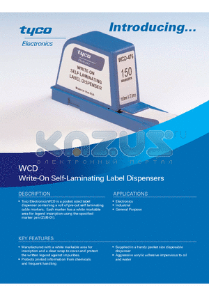 WCD-476 datasheet - Write-On Self-Laminating Dispensers