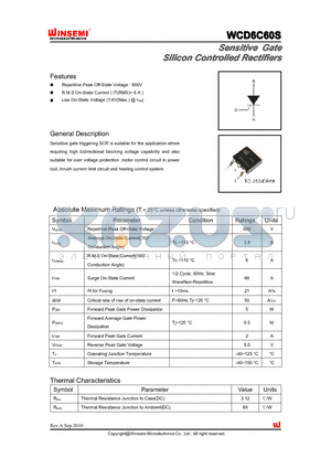 WCD6C60S datasheet - Sensitive Gate Silicon Controlled Rectifiers