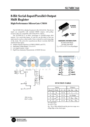 SL74HC164 datasheet - 8-Bit Serial-Input/Parallel-Output8-Bit Serial-Input/Parallel-Output Shift Register