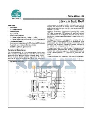 WCMA2008U1B datasheet - 256K x 8 Static RAM