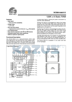 WCMA1008U1X-TF70 datasheet - 128K x 8 Static RAM