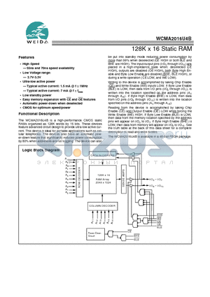 WCMA2016U4B-FF70 datasheet - 128K x 16 Static RAM