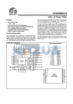 WCMS0808U1X datasheet - 32K x 8 Static RAM