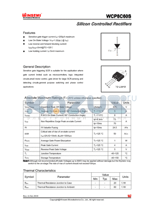 WCP8C60S datasheet - Silicon Controlled Rectifiers