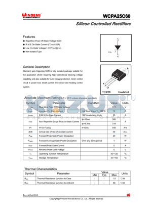WCPA25C60 datasheet - Silicon Controlled Rectifiers