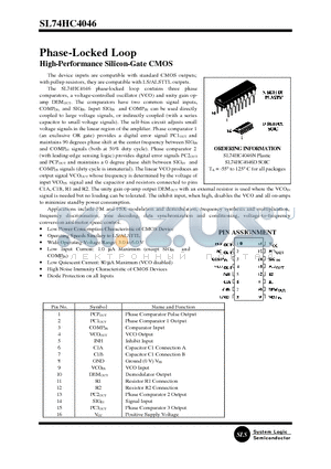 SL74HC4046D datasheet - Phase-Locked Loop