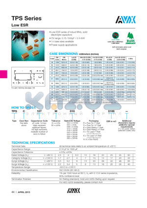 TPSD476K020R0100 datasheet - Low ESR