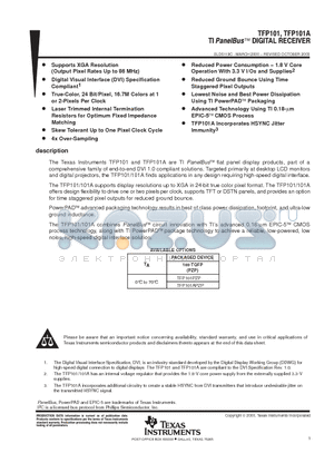 TFP101 datasheet - T1 PANELBUS DIGITAL RECEIVER