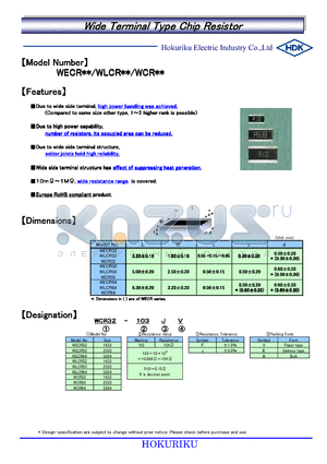 WCR32-103FV datasheet - Wide Terminal Type Chip Resistor