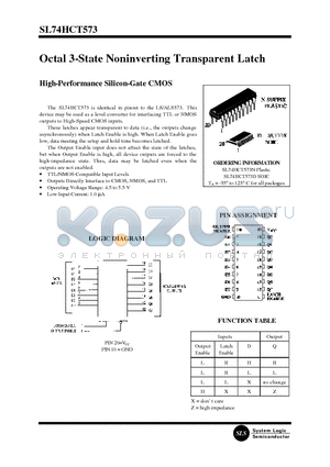 SL74HCT573D datasheet - Octal 3-State Noninverting Transparent Latch(High-Performance Silicon-Gate CMOS)