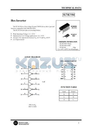 SL74LV04 datasheet - Hex Inverter