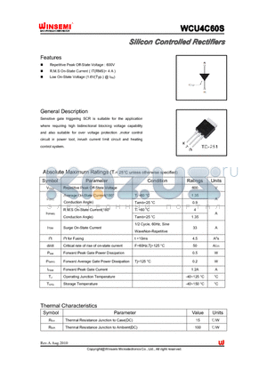 WCU4C60S datasheet - Silicon Controlled Rectifiers