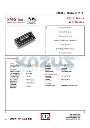 WD100 datasheet - DC/DC Converters