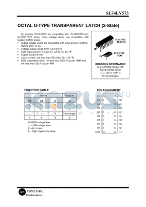 SL74LV573D datasheet - OCTAL D-TYPE TRANSPARENT LATCH (3-State)