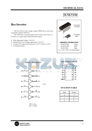 SL74LVU04N datasheet - Hex Inverter