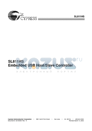 SL811HS datasheet - Embedded USB Host/Slave Controller