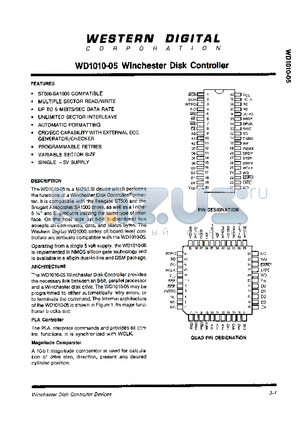 WD1010-05 datasheet - Winchester Disk Controller