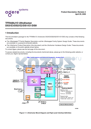 TFRA84J13DS2 datasheet - Ultraframer DS3/E3/DS2/E2/DS1/E1/DS0