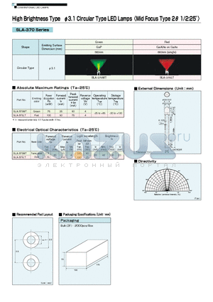 SLA-370LT datasheet - High Brightness Type PI 3.1 Circular Type LED Lamps