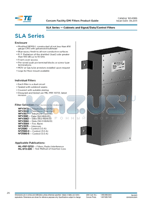 SLA datasheet - SLA Series  Cabinets and Signal/Data/Control Filters