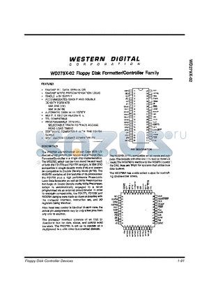 WD2797 datasheet - WD279X-02 FLOPPY DISK FORMATTER/CONTROLLER FAMILY