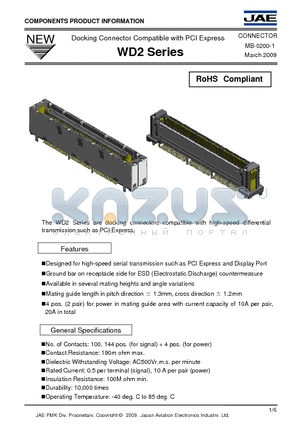 WD2F144WB2 datasheet - Docking Connector Compatible with PCI Express