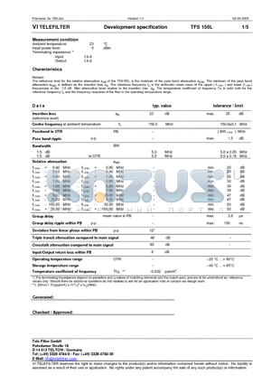 TFS150L datasheet - Development specification