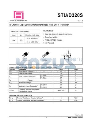 STU320S datasheet - N-Channel Logic Level Enhancement Mode Field Effect Transistor