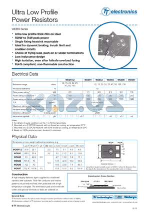 WDBR_13 datasheet - Ultra Low Profile Power Resistors