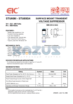 STU6036 datasheet - SURFACE MOUNT TRANSIENT VOLTAGE SUPPRESSOR