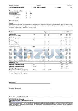 TFS1960 datasheet - Vectron International