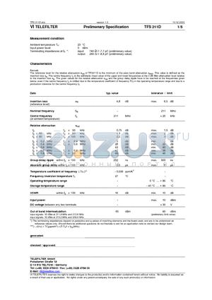 TFS211D datasheet - Prelimenary Specification