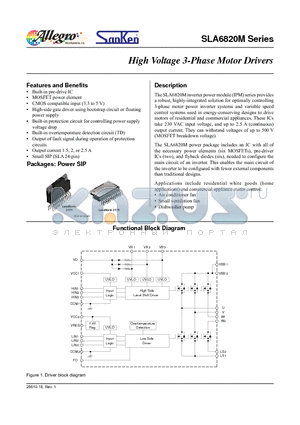 SLA6820M datasheet - High Voltage 3-Phase Motor Drivers