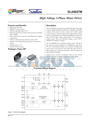 SLA6827M datasheet - High Voltage 3-Phase Motor Driver
