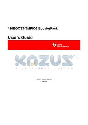 SLAU440 datasheet - 430BOOST-TMP006 BoosterPack