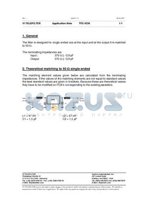 TFS433K_01 datasheet - Application Note