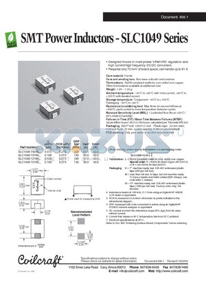 SLC1049-121ML datasheet - SMT Power Inductors