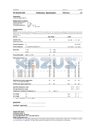 TFS43A datasheet - Preliminary Specification