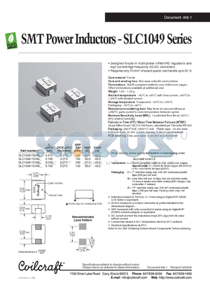 SLC1049-750ML datasheet - SMT Power Inductors