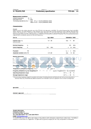 TFS525 datasheet - Preliminary specification