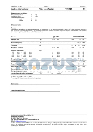 TFS707 datasheet - Vectron International