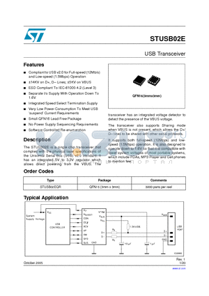STUSB02EQR datasheet - USB Transceiver